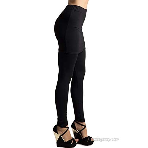 FASHIONOMICS Womens Super Stretch Yoga Workout Soft Elasticated Full Length Mini Skirt Leggings
