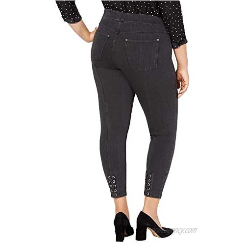 HUE Plus Size Lace-Up Microsuede Skimmer Leggings Graphite Wash 3X