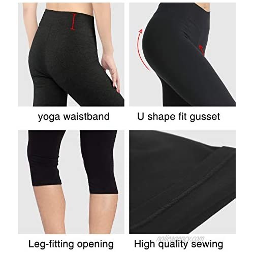 iloveSIA Women's Yoga Pants Ultra Soft Cotton Stretch Leggings Petite Regular Plus Capri