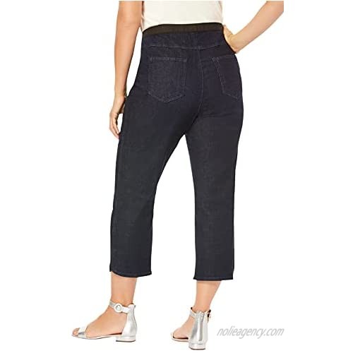 Jessica London Women's Plus Size Curved Hem Crop Jeggings Jeans Legging