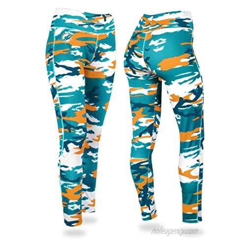 NFL Miami Dolphins Women's Camo Leggings  Blue/Orange  Small