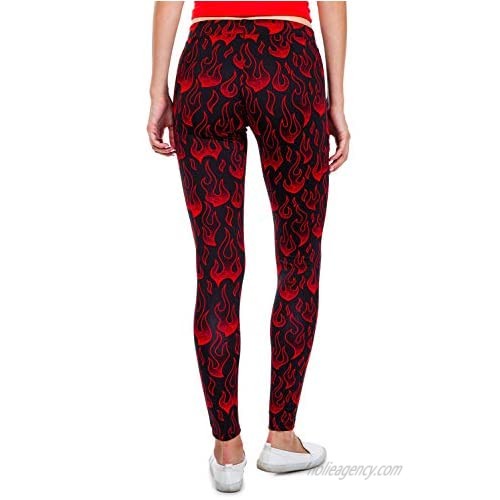 Red Flame Costume Leggings - Black Flame Leggings for Women Perfect for Devil Costume Outfit