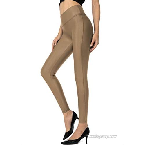 SANTINY Women's Faux Leather Leggings Pants Stretch High Waisted Tights for Women