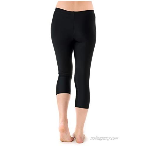 Undercover Waterwear Women’s High Waisted Swim Leggings- Athletic Capri Pants- UPF 50+ Cover Up Swim Tights