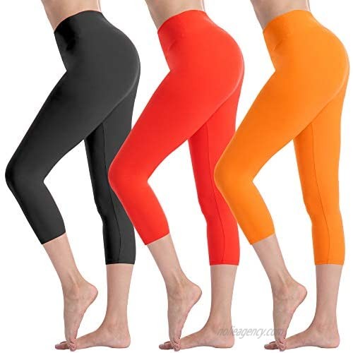 VALANDY Capri Leggings for Women High Waisted Tummy Control Leggings Plus Size & One Size Soft Opaque Stretch