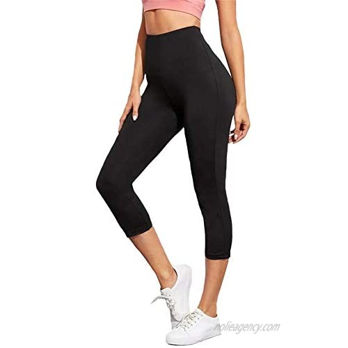 ZOOSIXX High Waisted Capri Leggings for Women - Tummy Control Soft 4 Way Stretch Slim Yoga Pants for Workout Running Cycling