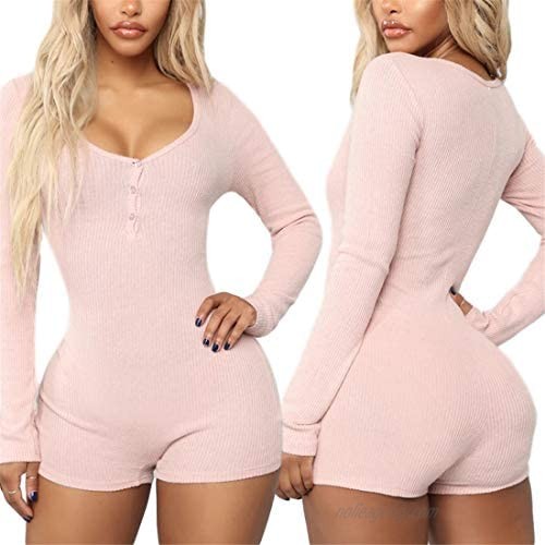 air-SMART Women's V Neck Shorts Rompers Short Sleeve One Piece Short Bodycon Jumpsuit Pajama