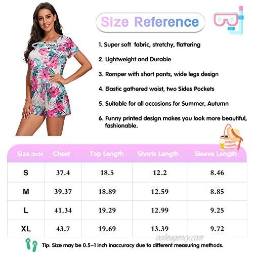 ALISISTER Women Summer Romper Loose Jumpsuit Short Sleeve Tank Top Playsuit with Shorts