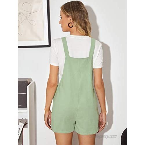 Milumia Women Maternity Overalls Sleeveless Solid Romper Short Jumpsuit with Pockets