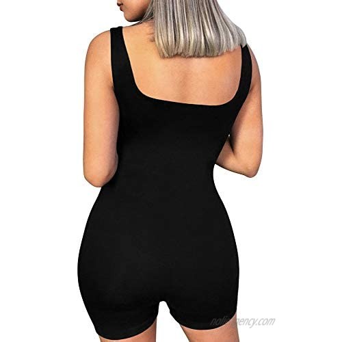 N/D MXZLBY Women Soft Summer Spaghetti Strap Sleeveless Butt Lifting Romper Short Jumpsuits