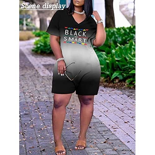 Womens Casual Plus Size Jumpsuits Short Sleeve Jumpsuits Romper Summer Outfits with Pockets Black L