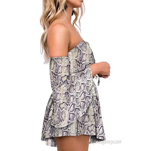 Womens Summer Off Shoulder Floral Romper Shorts Playsuit Casual Loose Beach Jumpsuit