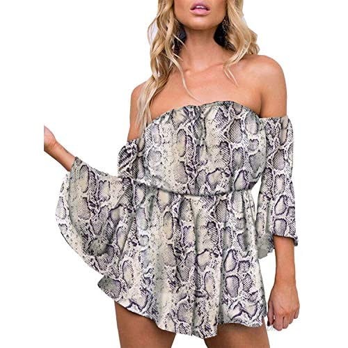 Womens Summer Off Shoulder Floral Romper Shorts Playsuit Casual Loose Beach Jumpsuit