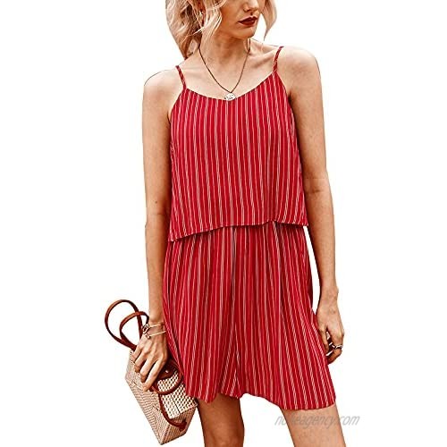 YGpzd Womens Casual Summer Striped Rompers Shorts Jumpsuit Spaghetti Strap V Neck