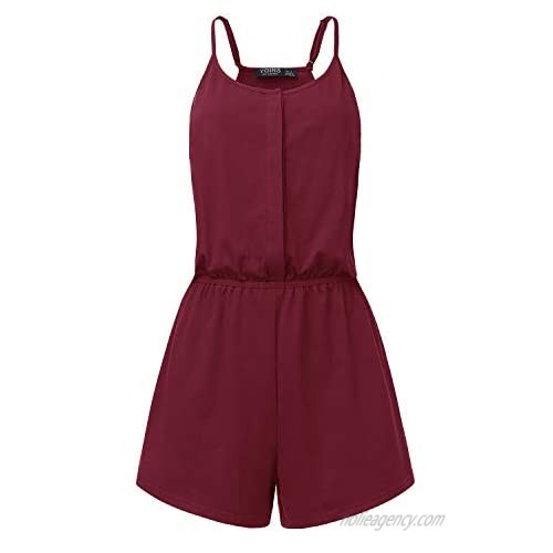 YOINS Rompers for Women Casual V Neck Short Sleeves Jumpsuits Playsuits Elastic High Waist Rompers