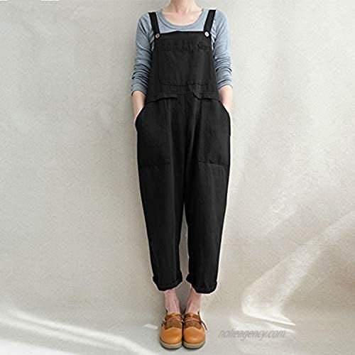 Aedvoouer Women's Baggy Plus Size Overalls Jumpsuits Wide Leg Harem Pants Casual Rompers