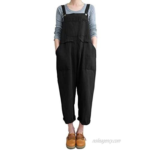 Aedvoouer Women's Baggy Plus Size Overalls Jumpsuits Wide Leg Harem Pants Casual Rompers