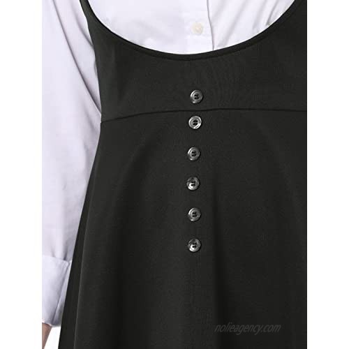 Allegra K Women's Cute Button Decor Overalls Pinafore Dress Suspenders Skirt