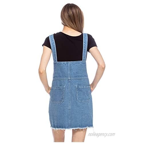 Anna-Kaci Women's Casual Adjustable Strap Short Denim Pinafore Bib Overall Dress
