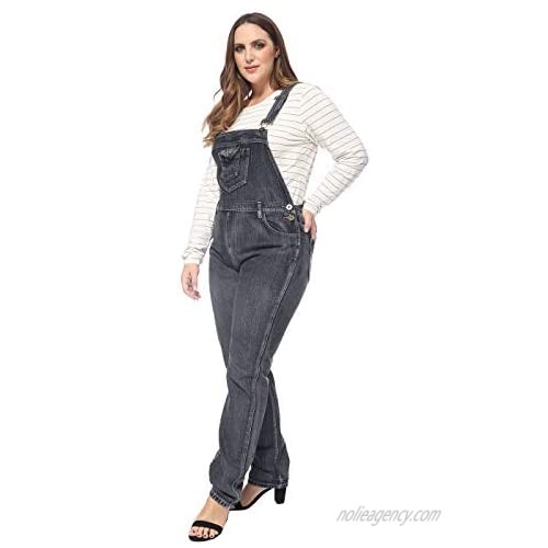 Anna-Kaci Women's Plus Size Adjustable Strap Denim Bib Overalls Jumpsuits