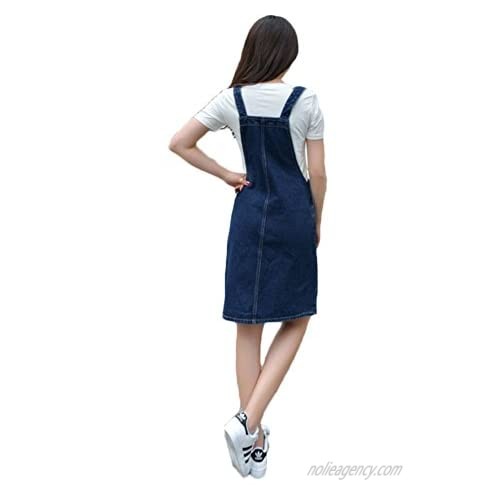 AvaCostume Women's Adjustable Shoulder Strap Denim Bib Overall Dress