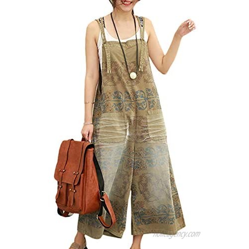 Beaurex Women Overalls Jeans Cropped Loose Baggy Denim Wide Leg Jumpsuit Rompers TR1001 (05COFFEE  4X-Large)