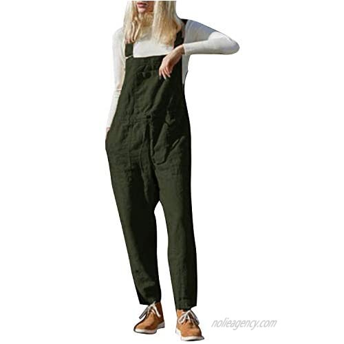 Chelsil Women Linen Jumpsuit Baggy Big Overall Casual Romper Wide Leg Pants Loose