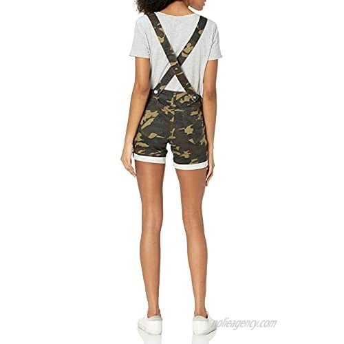 COVER GIRL Juniors Cute Denim Overall Shorts Slim fit Bib Strap Sexy Camo Green X-Large
