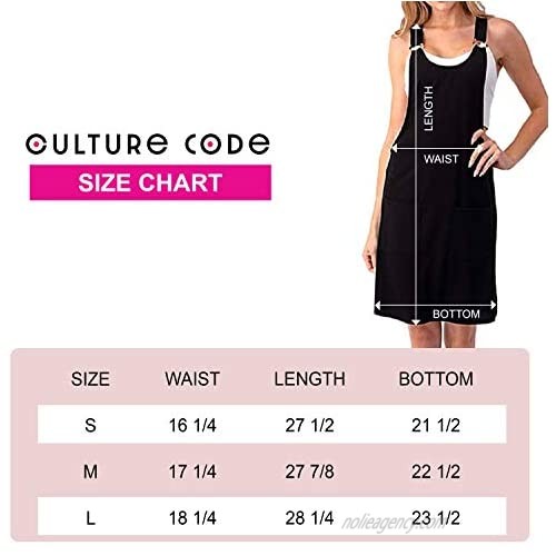 CULTURE CODE Women's Overall Dress – Casual Pinafore A-Line Skirt Jumper Button Strap Summer Mini One Piece with Pocket