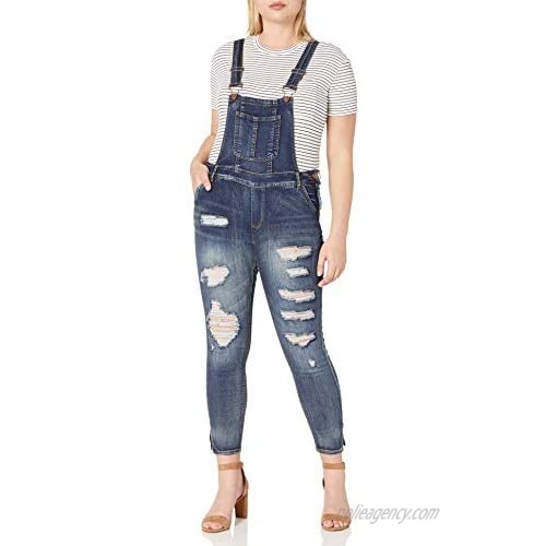 dollhouse Women's Plus Size Destructed Skinny Overall