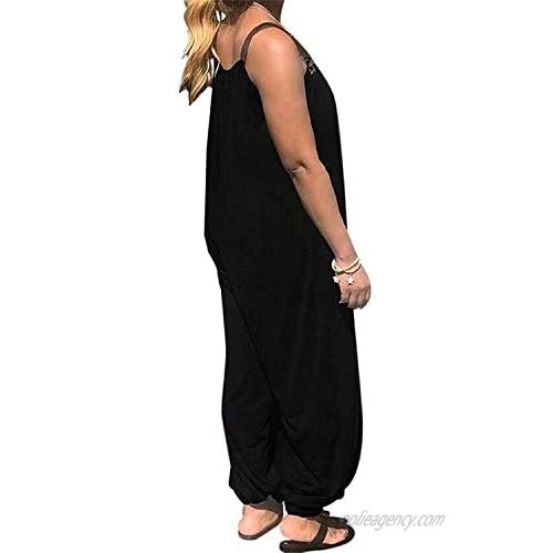 ElegantLady Womens Plus Size Casual Jumpsuits for Women Sleeveless Baggy Long Harem Wide Pants Overalls Rompers with Pockets