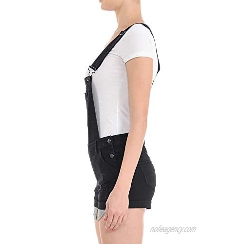 FashionMille Women Ripped Distressed Adjustable Strap Rolled Hem Denim Jean Bib Overall Shorts Romper