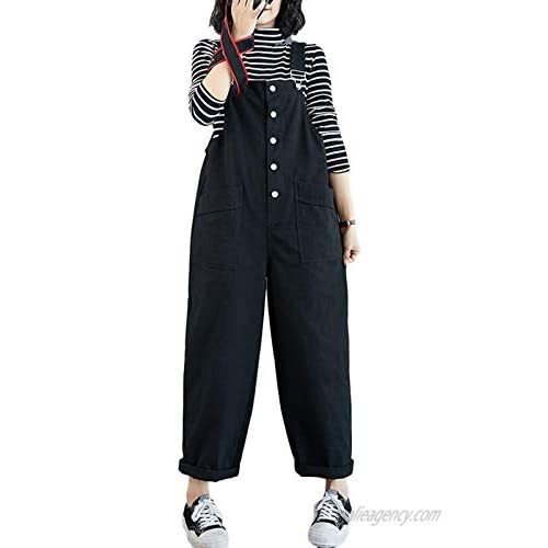 HALITOSS Women's Loose Baggy Jumpsuit Simple Solid Color Casual Rompers Overalls Trousers