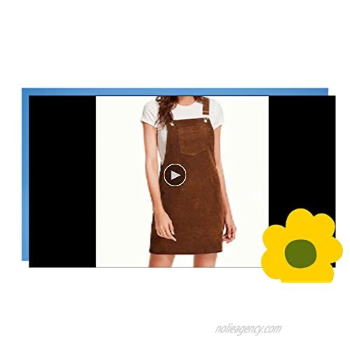 Hooever Womwn's Overall Dresses Black Corduroy Suspender Skirt Pinafore Dress