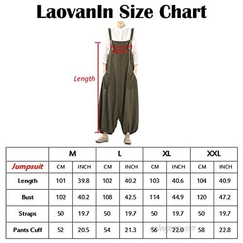 LaovanIn Women's Baggy Harem Jumpsuit Wide Leg Boho Rompers Casual Loose Overalls with Pockets