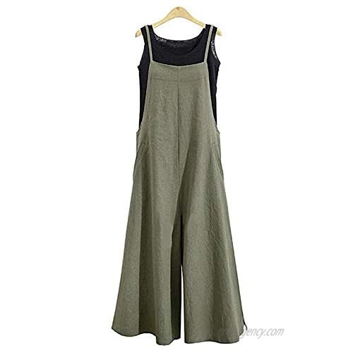 Lncropo Womens Casual Overalls Baggy Wide Leg Jumpsuits Bib Pants with Pockets