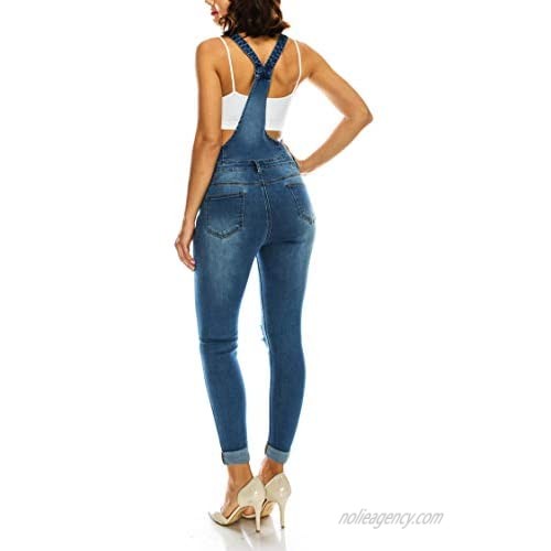 Love Moda Women's Sexy Distressed Slim Fit Skinny Overalls with Spandex