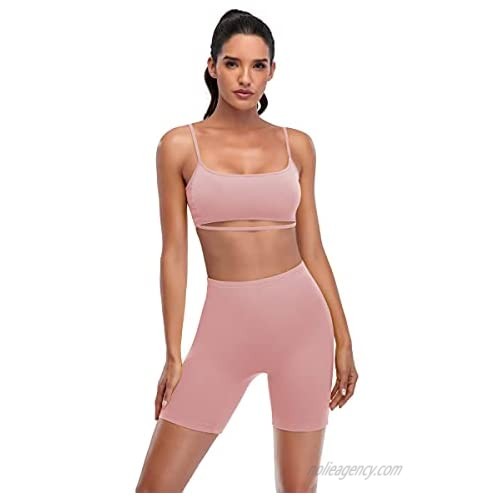 LuFeng Women's Suit Two Pieces Set Sexy Sleeveless Strapless Crop Top and Shorts Set