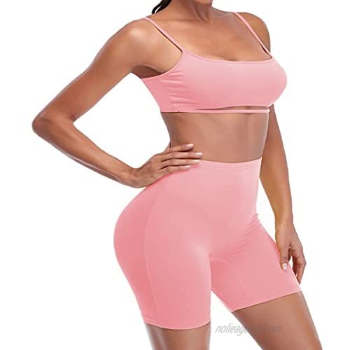 LuFeng Women's Suit Two Pieces Set Sexy Sleeveless Strapless Crop Top and Shorts Set