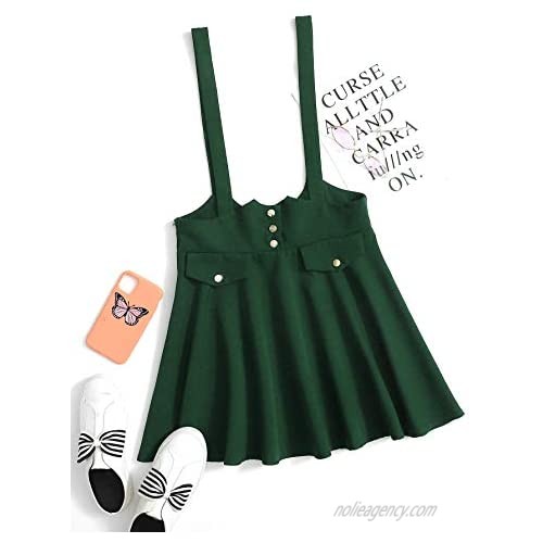 MakeMeChic Women's Casual Straps High Waist Suspender Skirt Pinafore Overall Dress