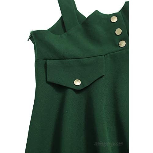 MakeMeChic Women's Casual Straps High Waist Suspender Skirt Pinafore Overall Dress