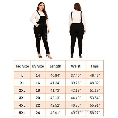 PYL Women's Plus Size Casual Denim Overall Dress Button Front Classic Adjustable Strap Suspender Skirt