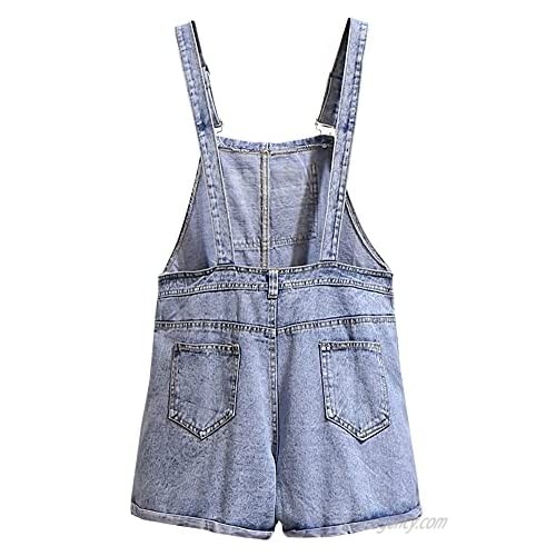 SCOFEEL Women's Casual Denim Overalls Shorts Loose Fit Solid Color Wide Leg Oversized Baggy Jumpsuits Pants Plus Size