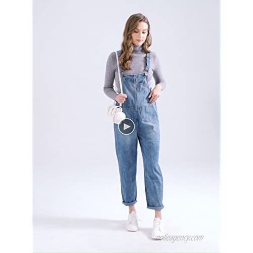 Spanye Women's Denim Bib Overalls Casual Baggy Jumpsuits Pants Plus Size Rompers Jeans Overall