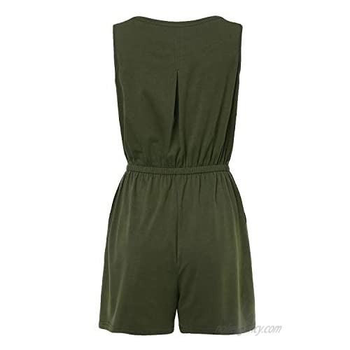 Style Dome Womens Casual Jumpsuits Overalls Loose Fit With Pockets Wide Leg Romper 38Army Green 2XL