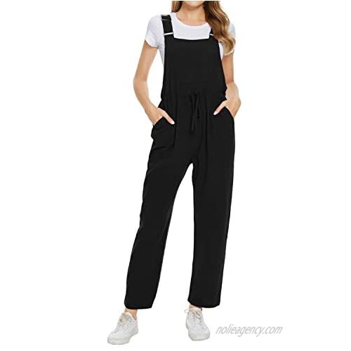TOP-VIGOR Women's Casual Baggy Overalls Cotton Linen Romper Wide Leg Harem Pants Plus Size Jumpsuit with Pockets