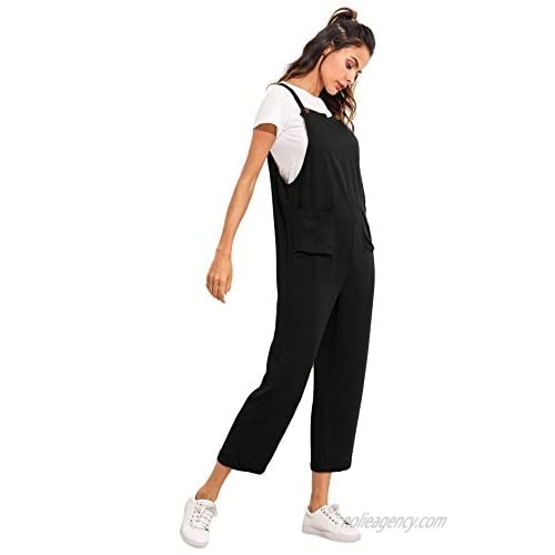 Verdusa Women's Sleeveless Straps Pockets Plaid Culotte Jumpsuit Overalls