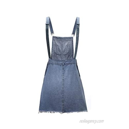 Women Denim Overall Dress Adjustable Strap Pinafore Dress with Pockets Independence Day Outfit for Adult
