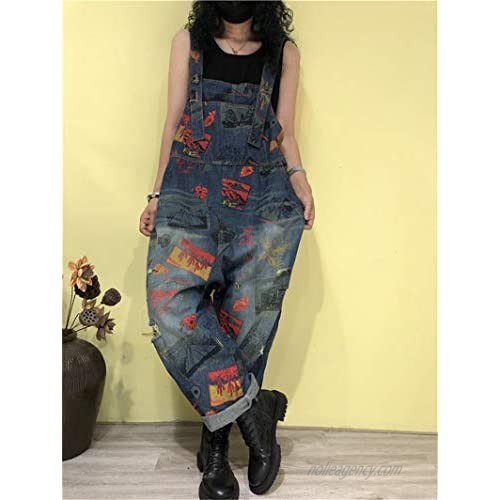 Women's Loose Baggy Cotton Jumpsuits Rompers Overalls Distressed Harem Pants