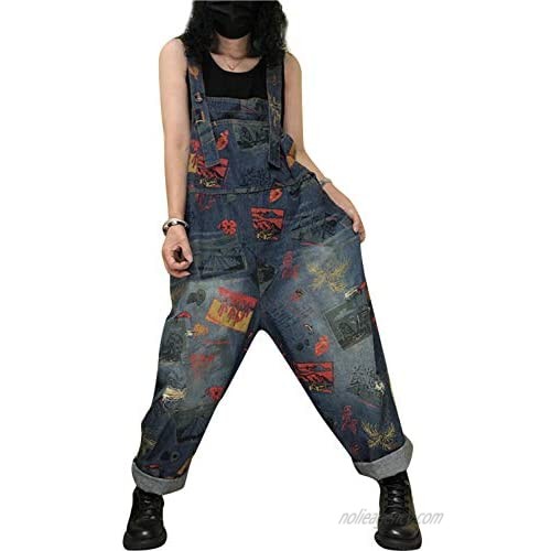 Women's Loose Baggy Cotton Jumpsuits Rompers Overalls Distressed Harem Pants